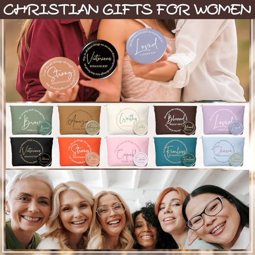 Christian Makeup Bags with Mirrors - Bible Verse Gift Set, Vintage, 12 Pieces
