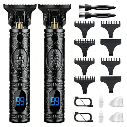 Saoilli 2 Pack Beard Trimmer for Men, Zero Gapped T-Blade Clippers, Cordless
