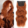 20 Inch Red Clip-In Wavy Hair Extensions for Women - Synthetic Long Hair