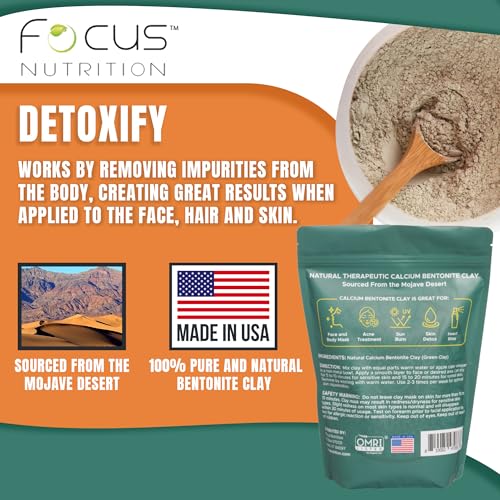 Calcium Bentonite Clay - 2 lbs Calcium Bentonite Clay Powder Clay Mask for Face Body Detox Hair Mask Skincare Ancient Healing Clay