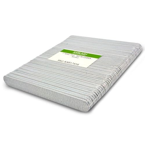 Karlash Professional Double Sided Emery Board 7" Black Nail File 50pcs (Zebra 80/80)