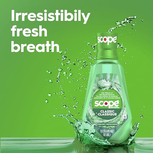 Crest Scope Classic Mouthwash Original Formula - 67.62 Fl Oz Pack of 4 - Fresh Mint Flavor