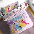 Pink Disney Princess Full Comforter Set for Kids - 7 Piece Microfiber Bedding with Sheets & Pillowcases