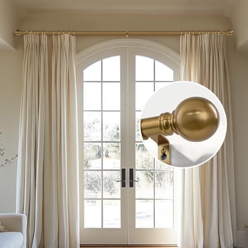 Warm Gold Curtain Rods 72-144 Inch - 2 Pack Adjustable Metal Window Rods