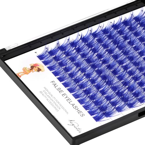 ¡æVAYATOR Wide Stem False Eyelashes Cluster 7Colors D Curl 10-18mm to Choose Individual Eyelash Extensions Eyelahes Clusters Lashes Clusters (Dark Blue-16mm)
