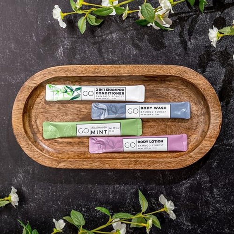 Go Essentials Travel Size Body Wash Packets ? Single Use amenity for Women & Men. TSA Travel Size Toiletries