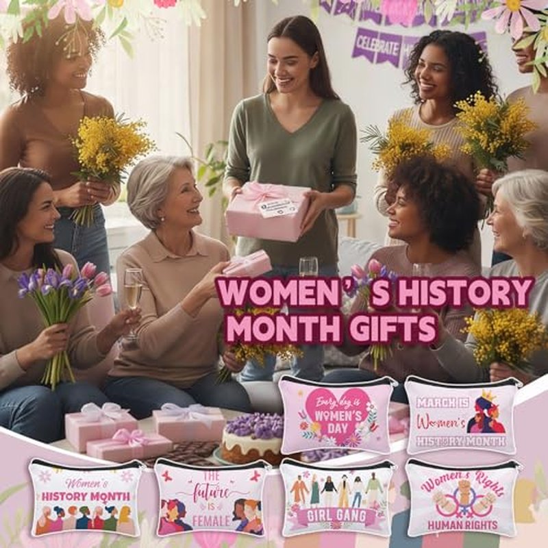24 Pcs Women's History Month Gifts Bulk International Womens Day Gifts Feminist Awareness Makeup Bags Women Empowerment Party Favors for March 8th Female Rights Celebration Event