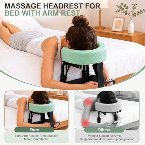 HoMove Green Adjustable Massage Headrest for Bed with Arm Rest - Home Post-Eye Surgery Support