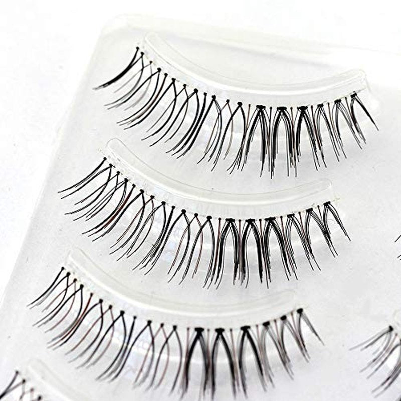 Black & Brown Mixed Strip Lashes?Reusable 15 Times, Ultra-Thin Band for Small/Monolid Eyes, Realistic 2-Tone Blend for Daily Natural Look 4-Pair