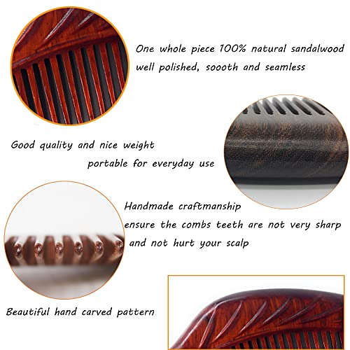 Wooden Comb for Women - Carved Natural Boxwood Hair Comb - One Size Leaf