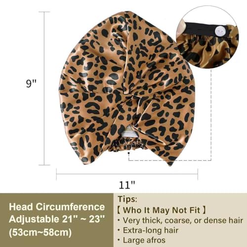 ZIMASILK 22 Momme 100% Pure Silk Bonnet for Sleeping - Leopard Black/Golden, One Size