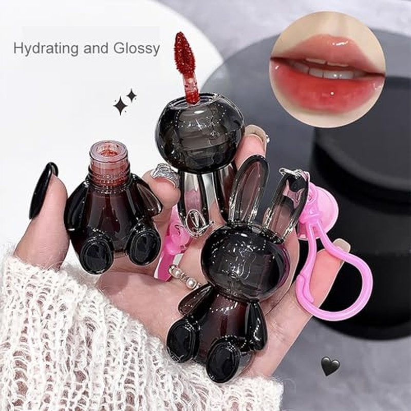 3Pcs Bunny Hydrating Lip Gloss Set, Jelly Liquid Lipsticks Shiny Cute Lip Gloss Oil Lip Plumping Moisturizing Glass Finish Lip Gloss for Women