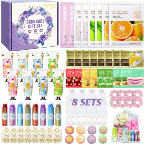 Purple 80-Piece Spa Party Favors Set with Face Masks, Lip Balm & More - Girls Gift