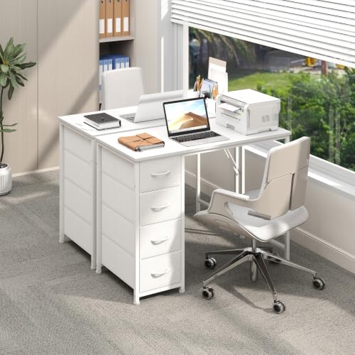Somdot White 39-Inch Small Computer Desk with 4 Drawers for Bedroom & Home Office