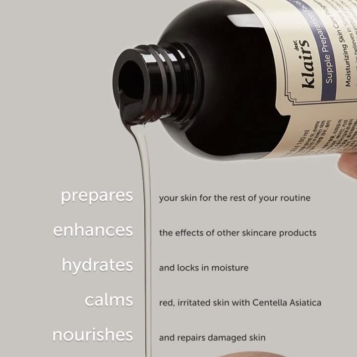 DearKlairs Supple Preparation Facial Toner 6.08 Fl Oz - Hydrating, pH-Balancing, Vegan