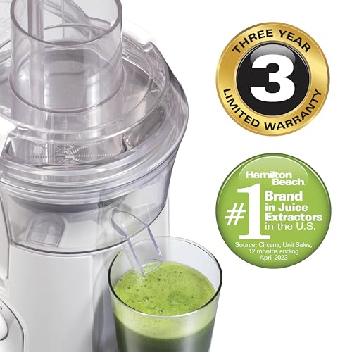Hamilton Beach Juicer Machine with 3-Inch Feed Chute - White, 800W
