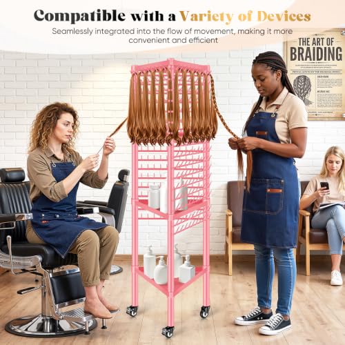 Pink Braiding Hair Rack with 3-Side Design & 420 Pegs - Hair Extension Organizer