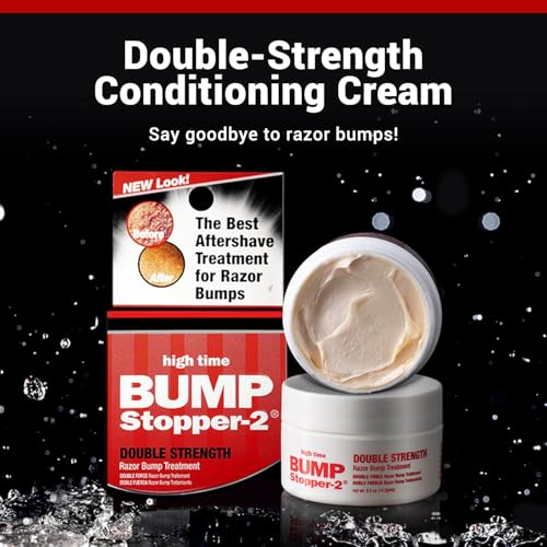 High Time Bump Stopper 2 Double Strength Ingrown Hair Cream | Aftershave Lotion for Men and Women | Razor Bump Balm | 0.5 OZ (6 Pack)