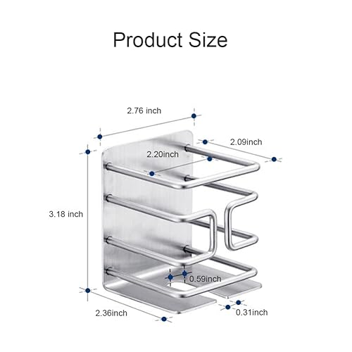 Electric Razor Holder Wall Mounted, 304 Stainless Steel Shaver Rack with 3M Self-Adhesive, Space-Saving Bathroom Organizer