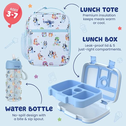 Kids Lunch Set with Bluey Play Day - Leak-Proof Bento Box & Water Bottle
