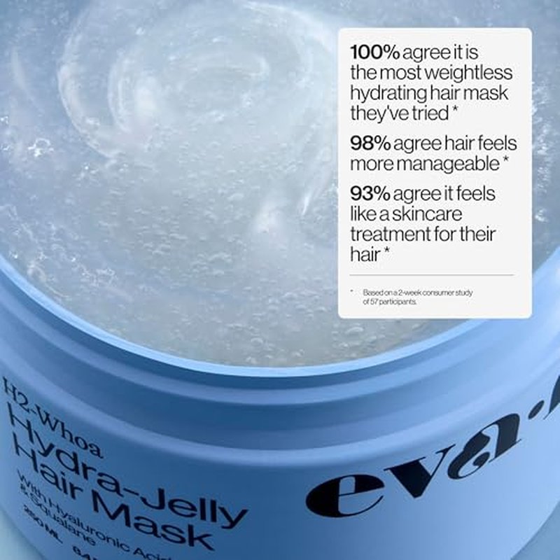 Eva NYC Hydrating Jelly Hair Mask for Long-Lasting Hydration - Infused with Hyaluronic Acid and Squalane - Lightweight Jelly Texture Hydrating Mask- For All Hair Types - Jasmine Scent - 8.4 fl oz