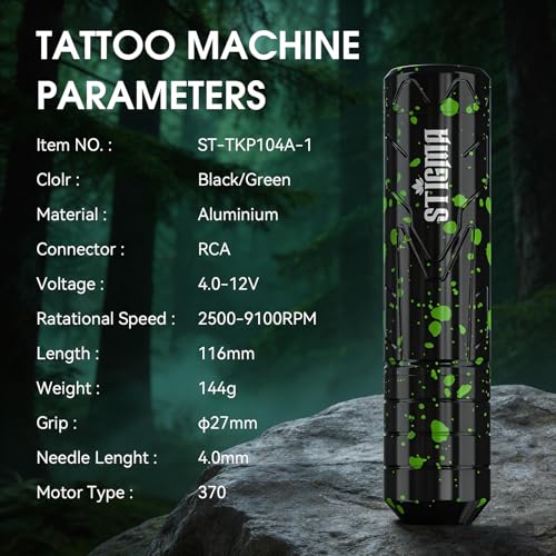 Wireless Tattoo Kit with Rotary Pen, 20 Needles, 11 Ink, Practice Skin & Batteries
