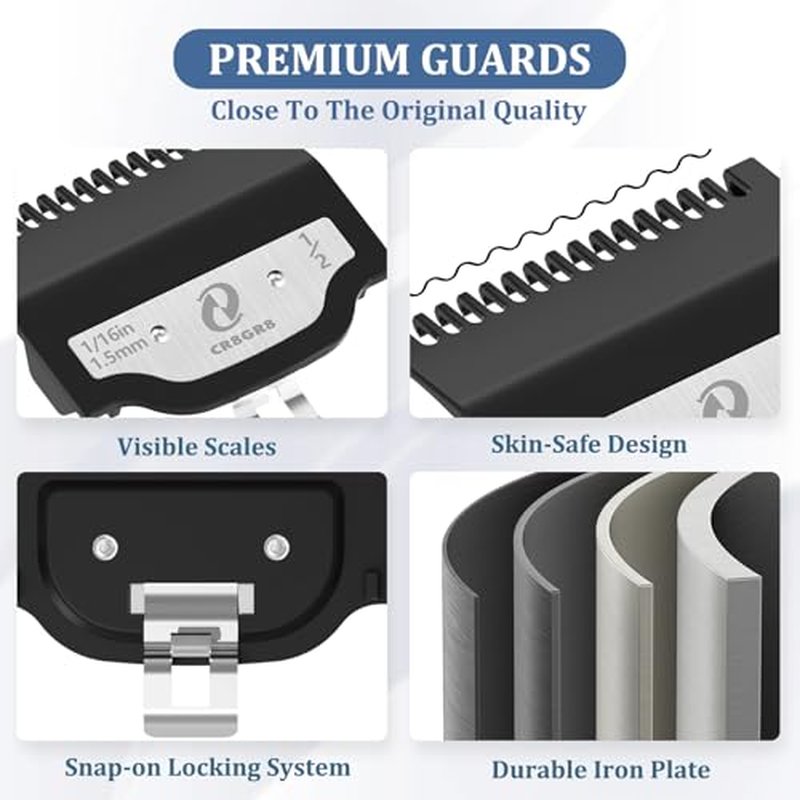 CR8GR8 Clipper Guards Set, Compatible with Wahl Hair Clippers, Guard Number: #1/2, #1, #1 1/2, #2, #3, #4(Length: 1/16", 1/8", 3/16", 1/4", 3/8", 1/2")