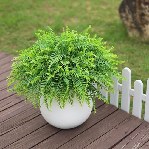 Artificial Boston Fern Plants Set for Front Porch Decor - Green, 17 Inch