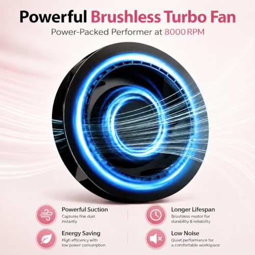 Hamara 1 Pack Quiet & Powerful Nail Dust Collector - Portable, Adjustable Suction, Reusable Filter, 8000 RPM