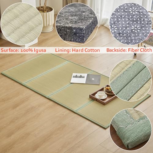 Twin Natural Rush Grass Tatami Mat - 3'3" x 6'7" - Traditional Japanese Floor Mat