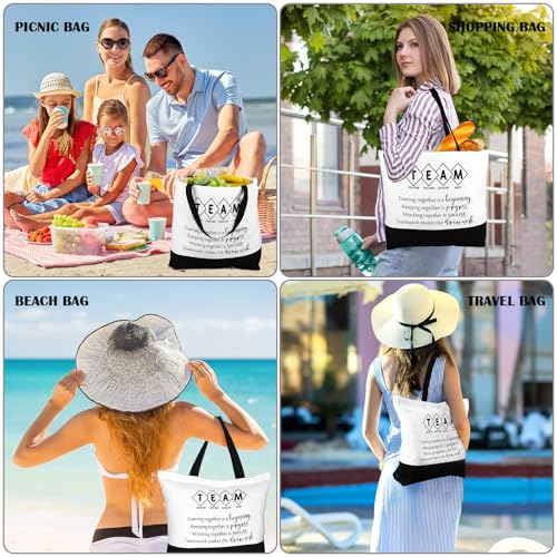 Cunno 24 Pcs Team Appreciation Tote Bag Women Employee Gift Team Together Canvas Makeup Bags for Worker Staff Coworker Nurse Teacher