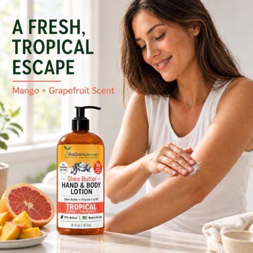Tropical Mango Shea Butter Body Lotion - Hydrating Vegan Moisturizer 16oz - Variation: Tropical Bliss