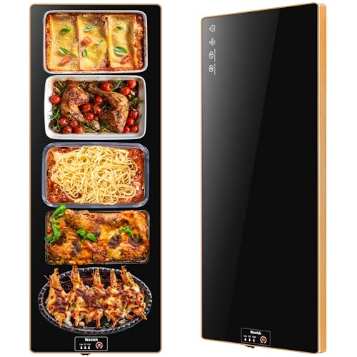 Wanish Black Extra Long 40x12 Inch Tempered Glass Food Warming Tray