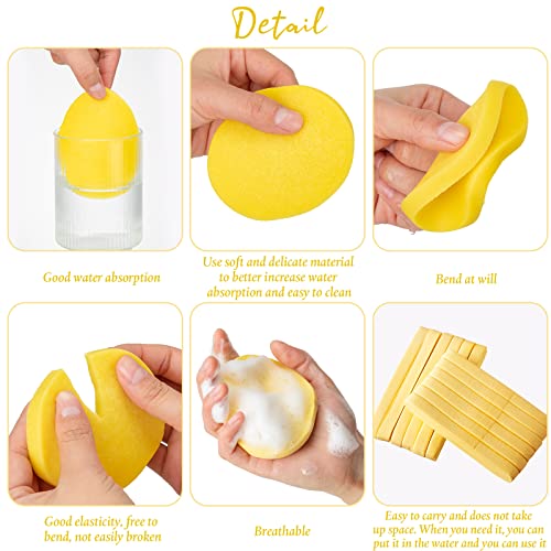 Foaincore 600 Pieces Compressed Facial Sponge Round Facial Sponge for Estheticians Face Sponges for Cleansing Makeup Removal Wash Pads Disposable Sponges for Women Spa Exfoliating Cleansing(Yellow)
