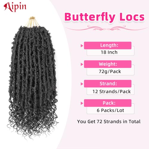 18 Inch Butterfly Goddess Locs Crochet Hair - 6 Packs, Curly Ends, Synthetic Fiber