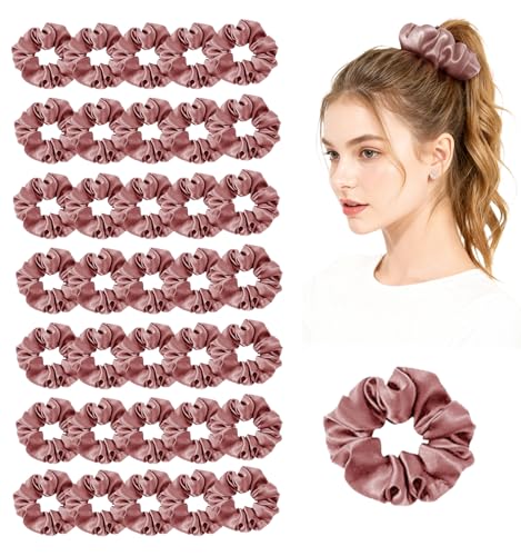 WJing Yi Jia Sandalwood Satin Hair Scrunchies Set - 36 Pack, Soft Elastic Hair Ties