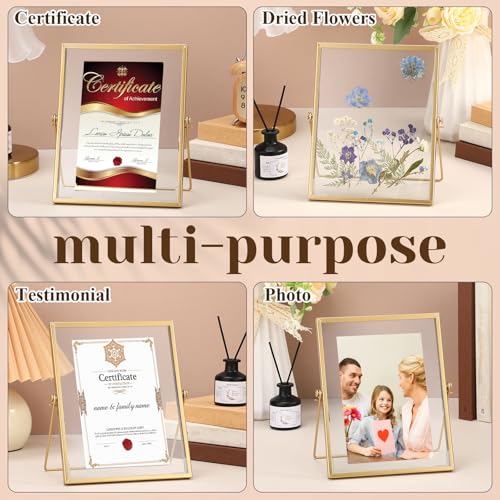 Gold Floating Photo Frame 5x7 Inches - Vintage Double Glass Display
