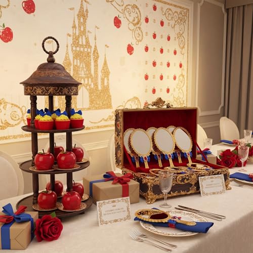 Princess Handheld Mirror Set - Gold Rose Bow, 12 Pcs Elegant Vanity Accessories