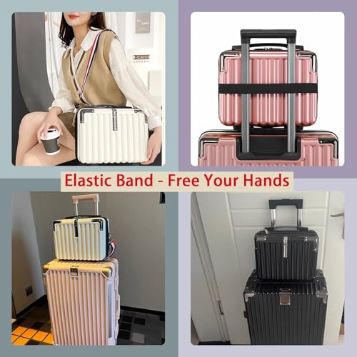 Mini Suitcase Hard Shell Makeup Case Stress-Resistant ABS Hard Makeup Travel Case Portable Hand Luggage with Shoulder Strap for Travel Camping Home Organizer Dark Grey