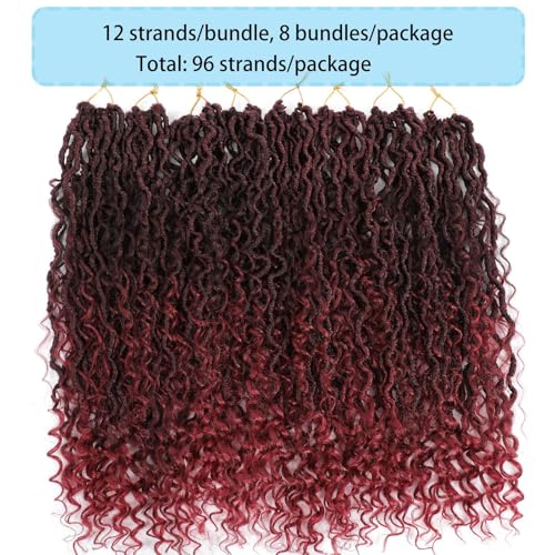 Ombre Burgundy Boho Faux Locs Crochet Hair for Black Women - 14 Inch - Saisifen Variation