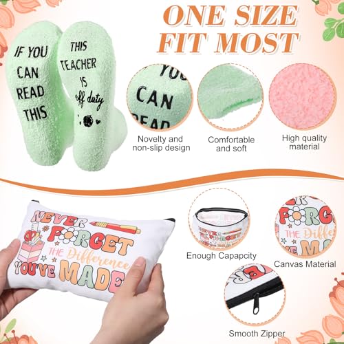 Boho Teacher Gifts Set - Heart Design Makeup Bag Socks Notebooks Keychains (40 Pieces)
