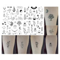 Black Flowers Tree Temporary Tattoo Sticker Waterproof Geometric Insect Women Girls Neck Chest Hand 15X11cm Set of 4 (SF267)