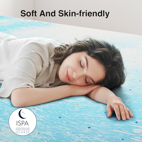 Blue King 3 Inch Cooling Memory Foam Mattress Topper - Pressure Relief