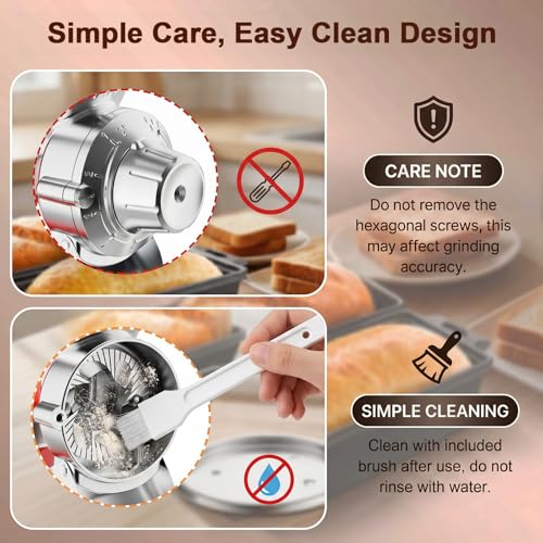 FOCOLLK KitchenAid Grain Mill Attachment, Silver — 9 Grind Settings