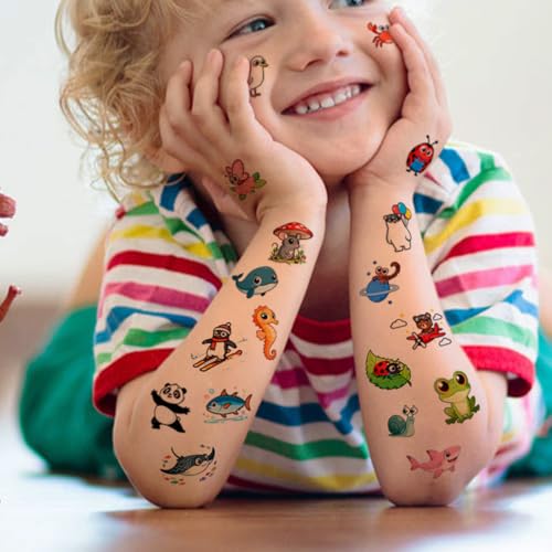 Temporary Tattoos for Kids - 232 Mixed Styles (36 Sheets) Cute Animals Tattoo Stickers for Boys Girls Birthday Party Supplies,Goodie Bag Stuffers & Decoration