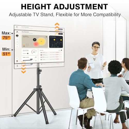 TAVR Tripod TV Stand for 23-75 Inch Flat & Curved Screens No Shelf Adjustable Tilt