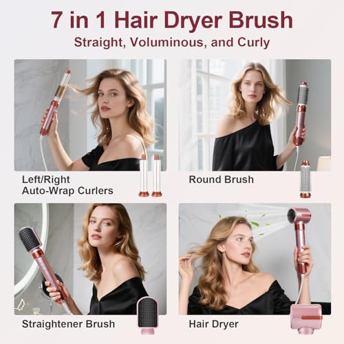 OKYUK 7-in-1 Hot Air Brush Dryer with 110,000 RPM High-Speed Motor