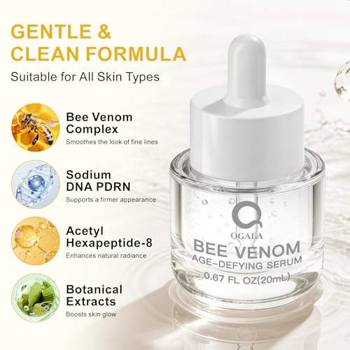 Bee Venom Serum with Sodium DNA PDRN & Acetyl Hexapeptide-8, Smoothing Lines, Hydrating & Firming Skin Facial Serum for Radiant, Healthy-Looking Skin 0.67 Fl.Oz