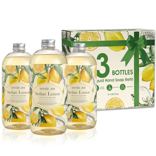 Liquid Hand Soap Refill Lemon 26 Fl Oz Pack of 3 | Plant-Based & Moisturizing