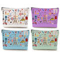 4pcs Funny Paris Travel Gifts for Women Makeup Bag France Paris Lovers Gift Birthday Mothers Day Anniversary Cosmetic Bag Toiletry Bags Travel Essentials Friendship Gifts for Girls Teacher Travelers